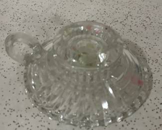 Vintage Pressed Glass Chamberstick Candle Holder