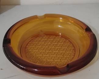 MidCentury Modern Amber Glass Ashtray