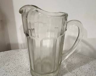 Vintage Clear Glass Paneled IceLip Pitcher