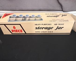 Vintage Piece MultiPurpose Glass Storage Jar Set with Utility Rack