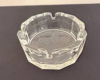 Vintage Heavy Clear Glass Ashtray second image
