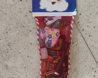 Vintage Christmas Stocking with Assorted Toys