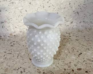 Fenton Milk Glass Hobnail Vase