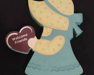 Vintage Sunbonnet Sue Welcome Friends Wood Cutout