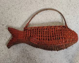 Vintage Wicker Fish Creel Basket