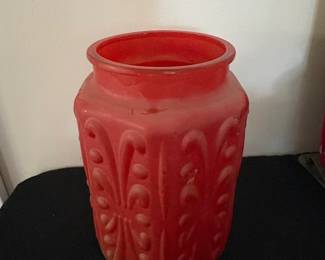 Vintage L.E. Smith Atterbury Scroll Satin Glass Canister
