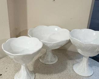 Vintage Indiana Glass Colony Harvest Milk Glass Pedestal Compotes second image