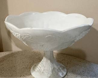 Vintage Indiana Glass Harvest Milk Glass Pedestal Compote