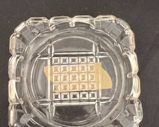 Vintage Pressed Glass Square Ashtray