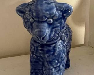 Vintage Cameron Clay Products Blue Lamb Planter third image