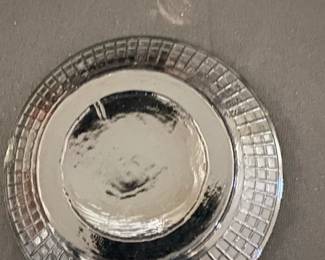 Vintage Black Glass Ashtray with Silver Overlay third image