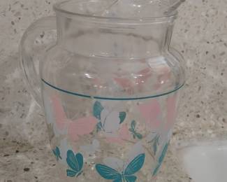 Libbey Glass Butterfly Pitcher