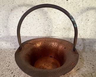 Hammered Copper SwingHandle Basket