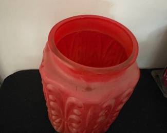 Vintage L.E. Smith Atterbury Scroll Satin Glass Canister second image
