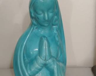 Vintage Royal Haeger Turquoise Praying Madonna Planter