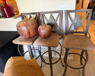 3 swivel metal bar stool with micro fiber fabric