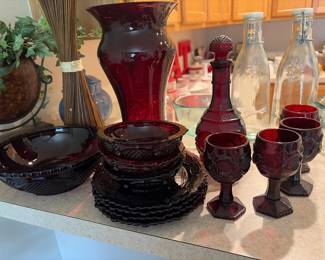 Vintage Avon 1876 Cape Cod Ruby Red Glassware