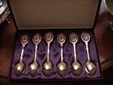 Set of Demitasse spoons with porcelain plaques on handles