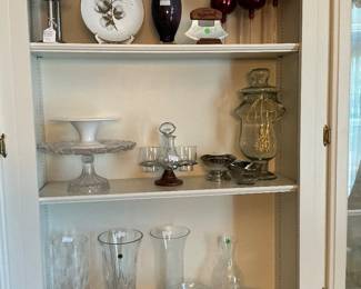 Assorted glass serving pieces