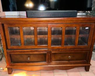 Solid Wood TV/Media Console with sliding glass doors $175