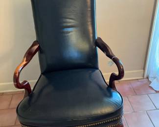Navy Leather High Back Armchair $150