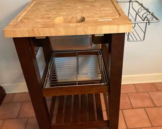 Portable Butcher Block Kitchen Cart/Island with Storage $175