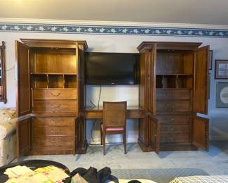 Traditional Wood Wall Unit/Entertainment Center Desk/Storage $400