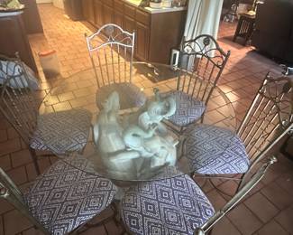 48” Glass Top Elephant Pedestal Dining Table +6 chairs $350