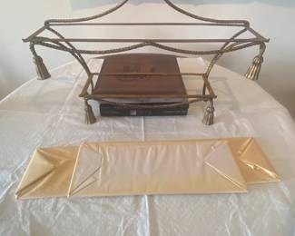 Hollywood Regency MCM Rope and Tassell double wall shelf