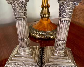Sterling Corinthian Column Candlesticks