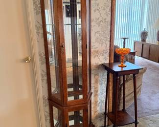 WOOD LIT CURIO CABINET