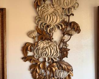 1962 MCM SYROCO CHRYSANTHEMUM FLORAL 3D WALL ART - 49"H