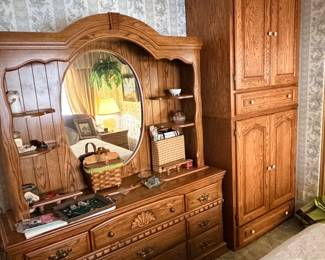 PINE BUREAU WITH MIRROR 64"W X 17"D X 72"H
