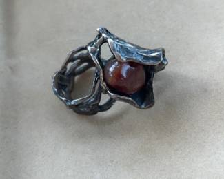 Sterling silver brutalist ring