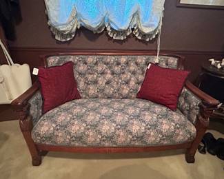 Antique wood carved settee