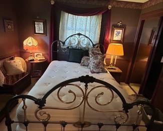 Queen metal bed frame and newer mattress set