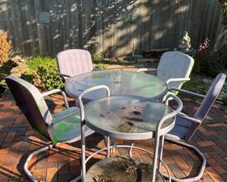 Motel chairs with matching table and serving cart