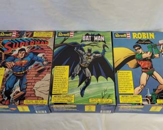 3 Revell DC Comics Plastic Model Kits Unassembled Retro Classic Superman Batman Robin 1990s