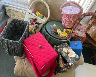 Lot of Fabric Covered Containers