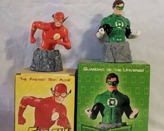 Lot of 2 DC Comics MiniBust Statues with Box The Flash and Green Lantern DC Direct
