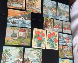 Lot of Vintage Paint by Number Paintings