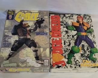 1990s Superhero Vinyl Model Kits Cable Marvel Comics and Judge Dredd Open Box