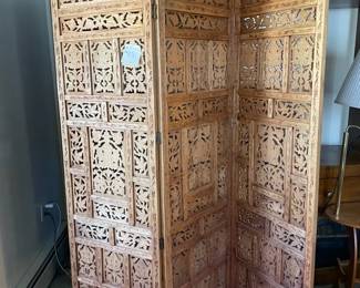 Carved Wooden Room Screen