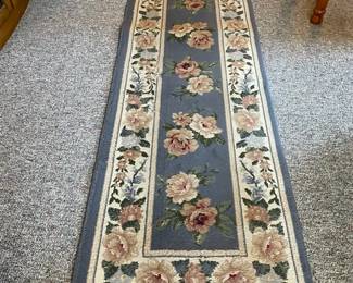 Blue and Pink Floral Runner Rug