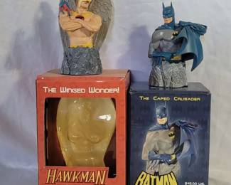 2 DC Direct DC Comics Superhero Mini Busts Batman and Hawkman