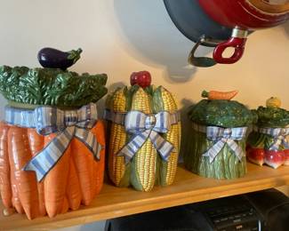 Fritz and Floyd Ceramic Vegetables Kitchen Canister Set