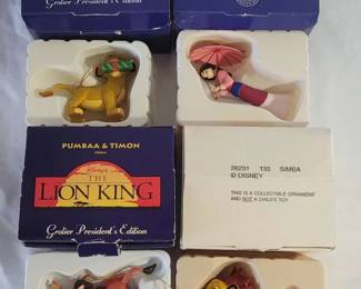 4 New Open Box Disney Christmas Ornaments the Lion King and Mulan