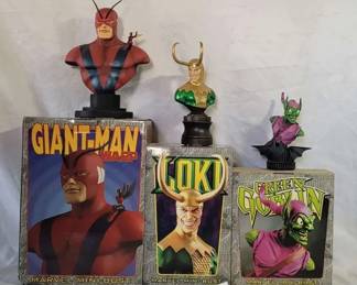 3 Marvel Mini Bust Limited Edition Statutes Green Goblin Loki GiantMan Wasp