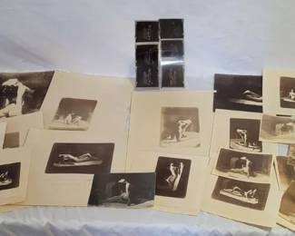 Vintage Nude Woman Photo Shoot Dark Room Photographic Prints and Negatives of Clothed Woman