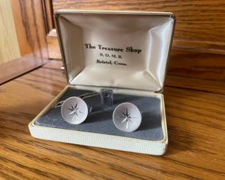 Sterling Silver Vintage Mid Century Modern Starbursts Mens Cuff Links